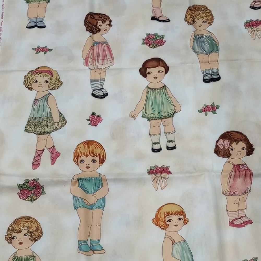 2 Yards Vintage Doll Print Fabric